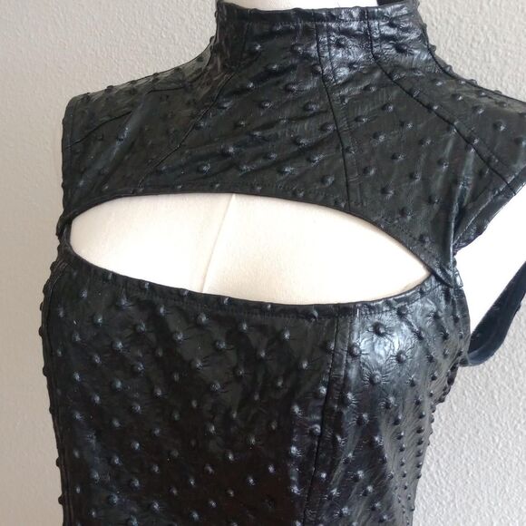 Y2K Lip Service Spiked Faux Leather Goth Top - Picture 3 of 6